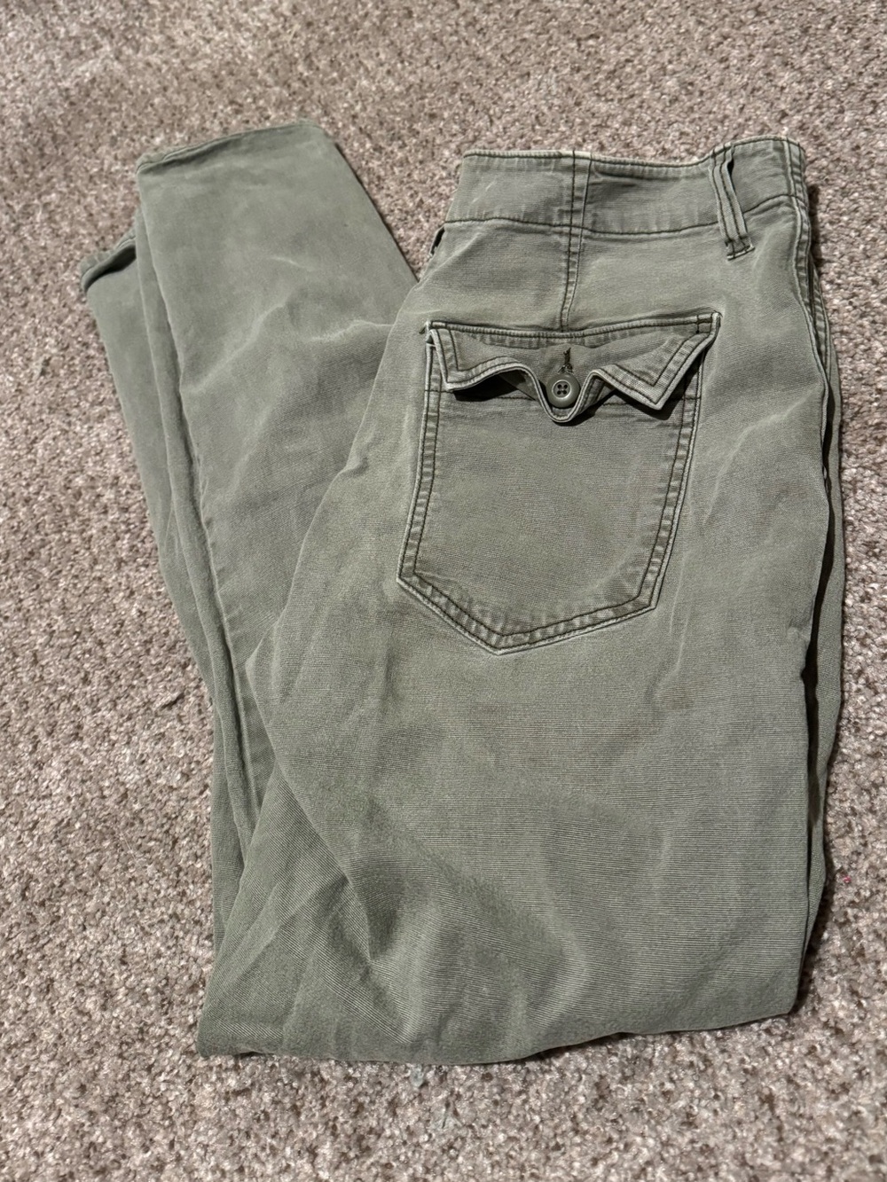 American Vintage Olive Skinny Jeans with Flap Back Pocket
